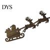 Wooden Christmas Wall Art Lighted Santa Sleigh Reindeer Decor with Remote, LED Flying Bedroom Decorative Night Light Art, Warm Backlit Peel And Stick