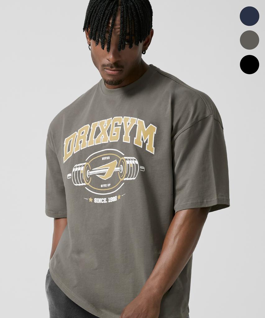 DRIX Gym Big Logo Graphic Oversized Half Sleeve_3Color