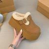 Retro bag head, half slippers, women's cotton slippers, thick bottom fluff, outer wear during the season to increase the height of Birkenga