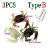 3 PZ/6 PZ Esca da Pesca Morbida Realistica 3D a Forma di Granchio - Antialga per Acqua Salata/Dolce per Persico Spigola, Cernia, Sgombro - Azione di Nuoto Lento e Laterale