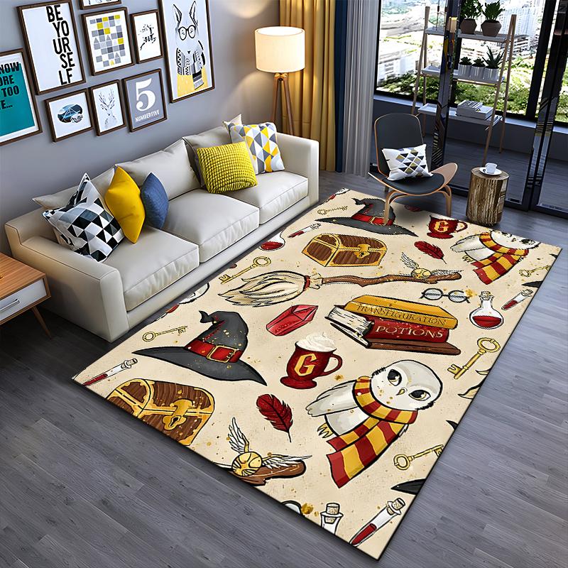

Magical Hogwarts Themed Carpet with Owl, Wand and Potions Suitable for use as an anti-slip game mat for living room and bedroom sofas 40x60cm( 15x23in )