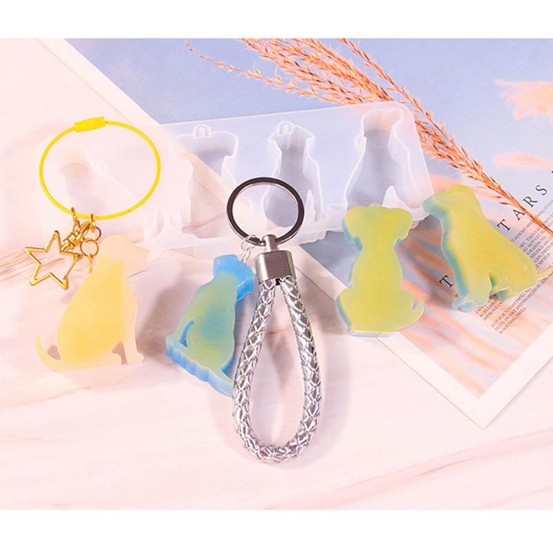 Silicone Mold Animal Dog Keychain Molds DIYs Crystal Earrings Pendant Mould Epoxy Resin Jewelry Making Mould Accessory