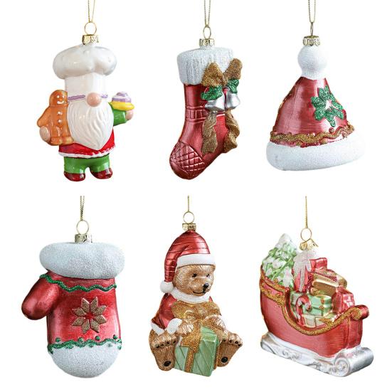 Christmas Ornaments Textured Bear Decorations Cute Playful Santa Hat Glove Sock Designs Versatile Xmas Tree Home Decor Accents