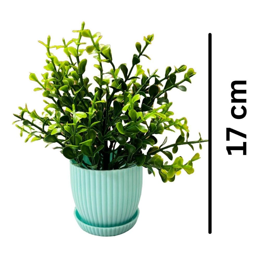 6 Stück Kleine Kunstpflanzen, Mini Künstliche Pflanzen Indoor für Zuhause Bauernhaus Badezimmer Regal Deko (Hellblau, Höhe : 17CM)