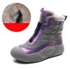 Johnature Modische Schneestiefel für Damen, gemischte Farben, Plüsch, flache Schuhe, lässig, warm, vielseitig, kurze Stiefel mit weicher Sohle