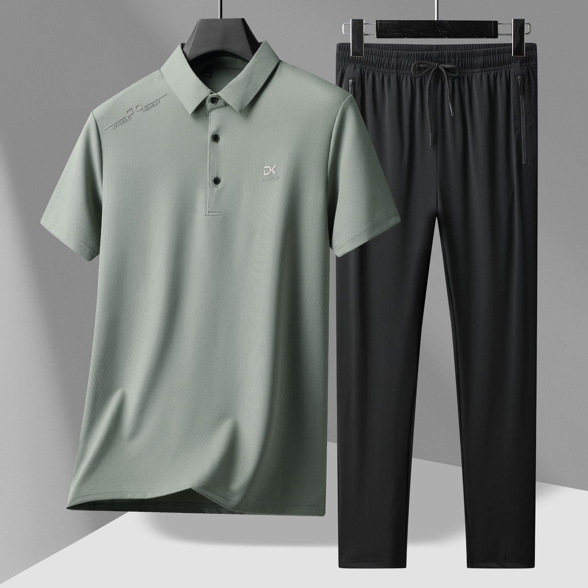 Мужские костюмы-двойки, Мужская летняя одежда, Полный комплект мужских спортивных костюмов, Мужские комплекты одежды и брюк 4XL