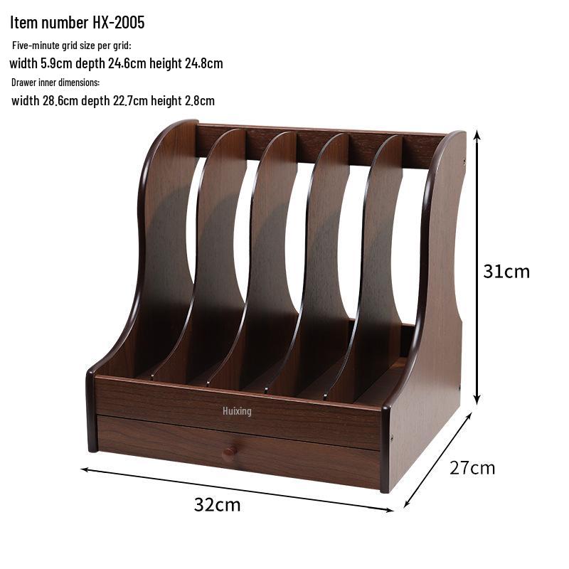 Wooden Desktop File Holder & Vertical Book Stand Organizer