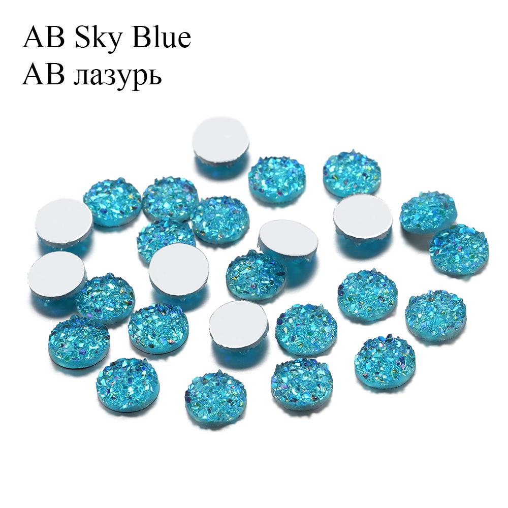50Pcs/Lot 8mm Mix Colors Natural Ore Style Cabochons Convex Flat Back Resin Half Round Cabochons For DIY Jewelry Making Supplies