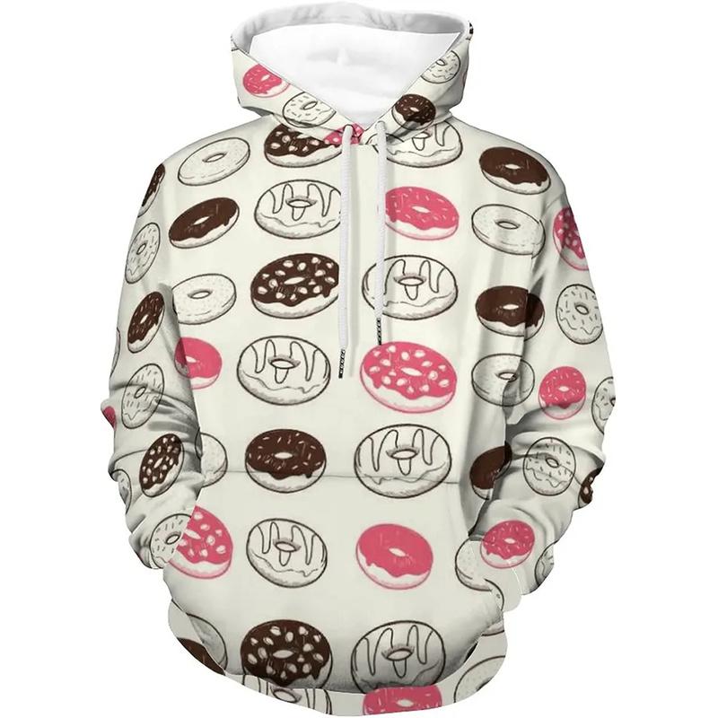 3D сладости шоколад пончик печать толстовки для мужчин дети мода уличная одежда с капюшоном толстовки унисекс Y2k смешная толстовка 6XL 1990₽