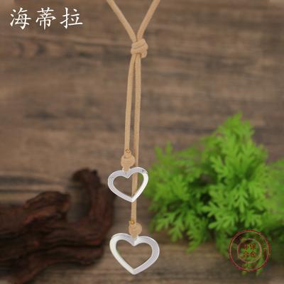 New Hand-woven Hollow Love Long Pendant, Women's Retro High-end Heart-shaped Leather Rope Long Necklace
