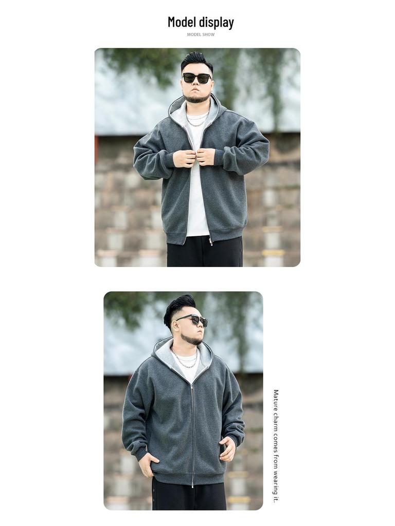 Men's Casual Hooded Zip-Up Jacket - Warm & Loose Fit for Autumn/Winter