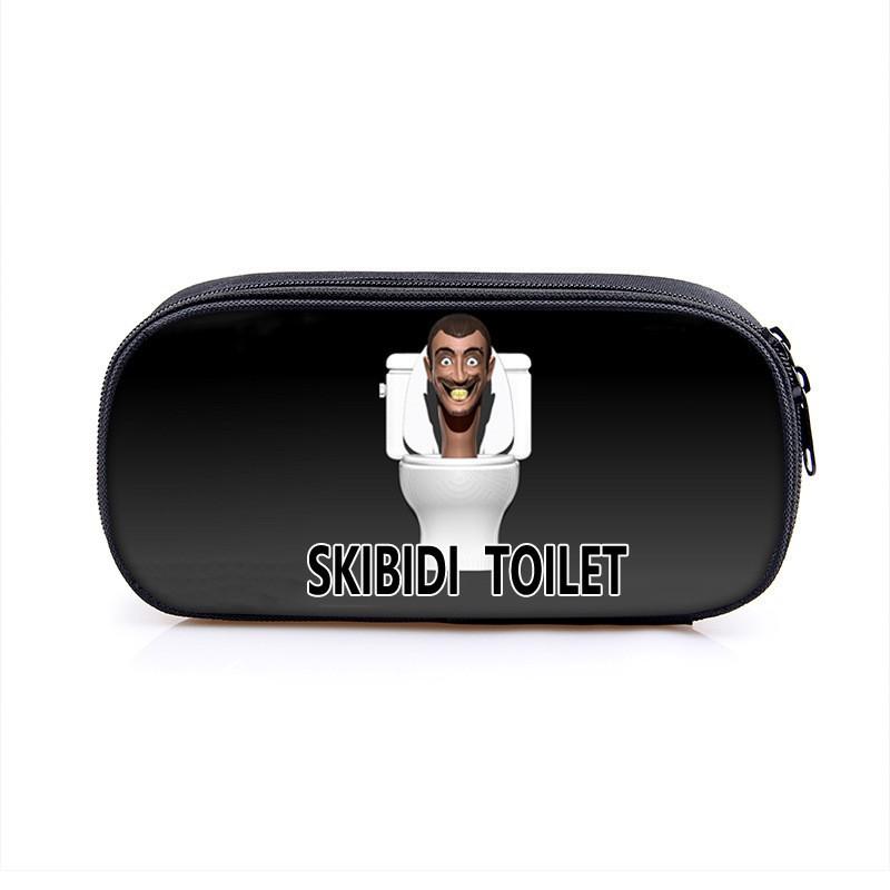 Skibidi Toilet Cartoon Pen Case With Printed Characters Students School Supplies Multi Compartment Pencil Bag