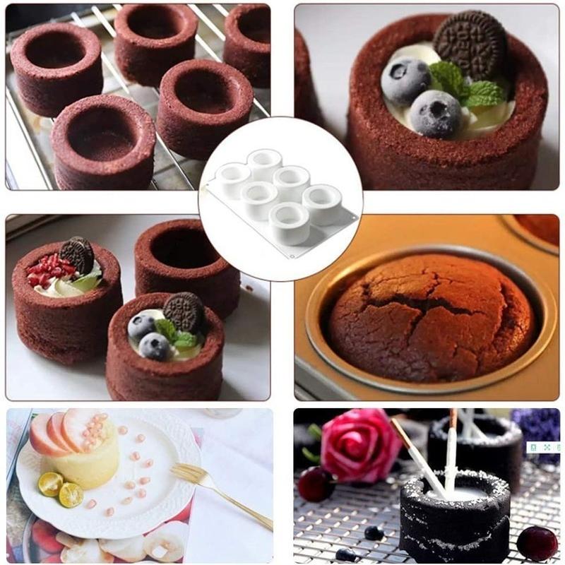 3D Silicone Mold 6 Holes Pudding Cupcake Art Cake Mould Baking Pastry Mousse Chocolate   Tools  S
