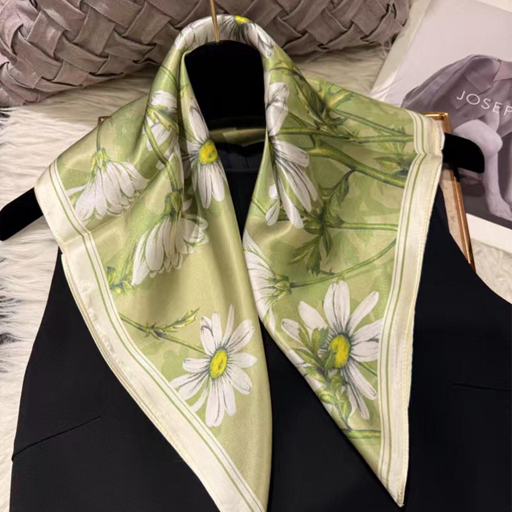 White Blue 100% Mulberry Silk Small Square Scarf Women Spring Fall Summer Hair Scarf Elegant Paisley Neck Scarves Neckerchief