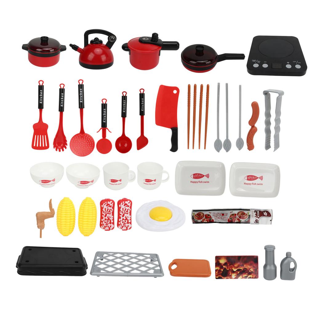 Children Simulation Pot Set Role Play Game Cooking Imaginative Plastic Pretend Kitchen Toys Red