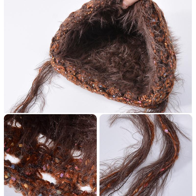Autumn Winter Plush Pullover Hat Women Wool Hat Coldproof Warm Knitted Hat