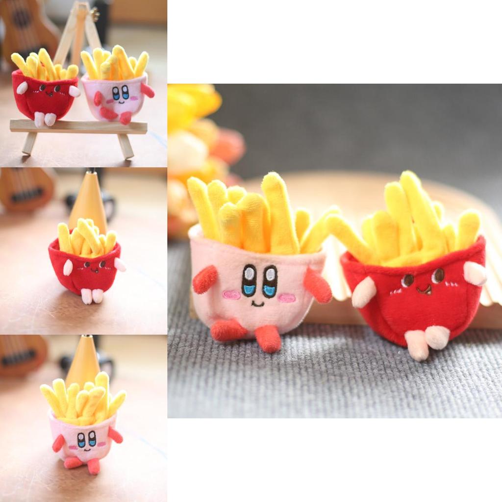 Kirby French Fries Plush Keychain Super Soft Backpack Charm Collectible For Kids Fans