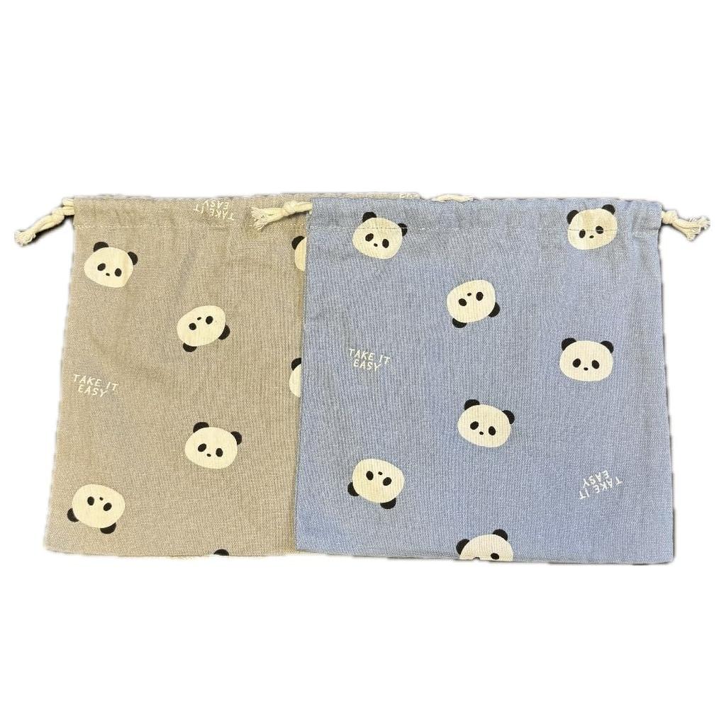 Set of 2 Panda-patterned School Lunch Drawstring Bags for School, Daycare, and Kindergarten. Perfect for Elementary School Students.