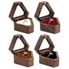 Jewelry Storage Box Finish Velvet Foam Triangle Shape Rustic Storage Single Slot Wooden Ring Box Engagement Accessory