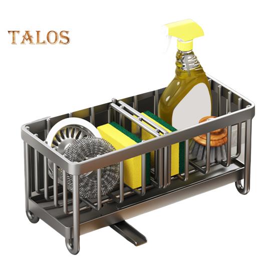 Organizer na gąbkę do zlewu kuchennego, odporny na rdzę i korozję, uchwyt na szczotki do zlewu kuchennego z automatycznym spustem