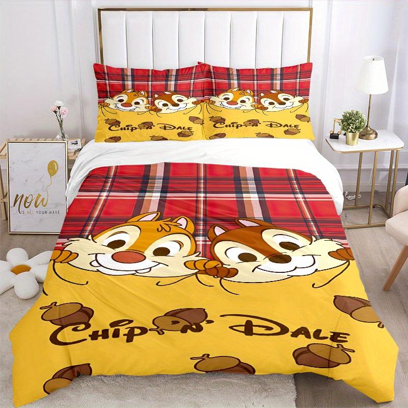 3pcs Chip 'n' Dale Printed Bedding Set, Breathable And Soft, Machine Washable, Christmas Gift, Suitable for Bedroom Decoration, 105