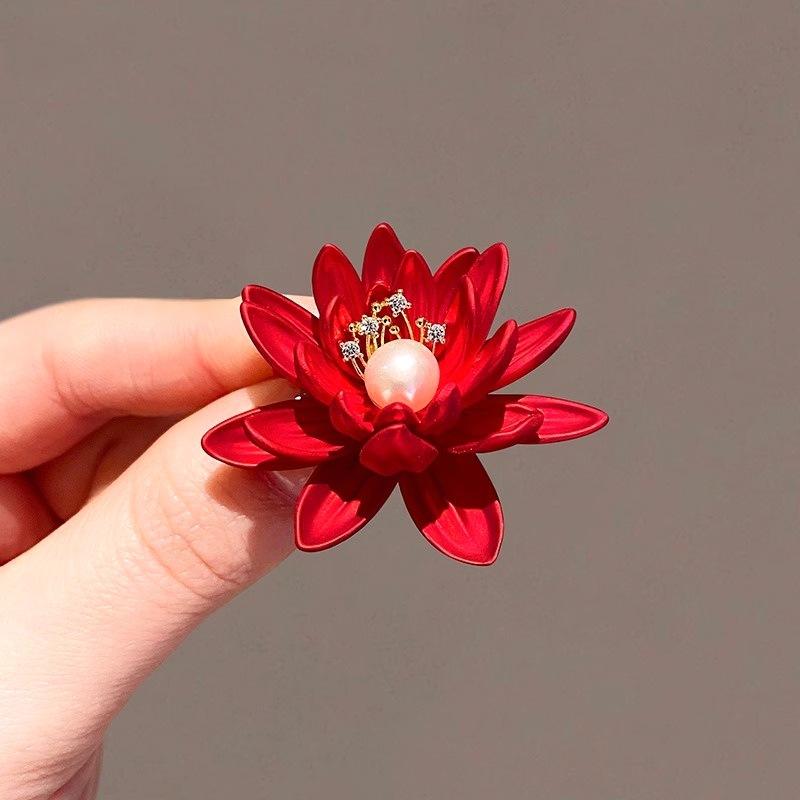 Ancient style auspicious clouds peony flower brooch elegant temperament high-end fashion corsage cheongsam Hanfu suit pin accessories