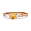 Citrin Tropfen Weiß Akzent Trio Design Ring - 925 Sterlingsilber Roségold Vermeil