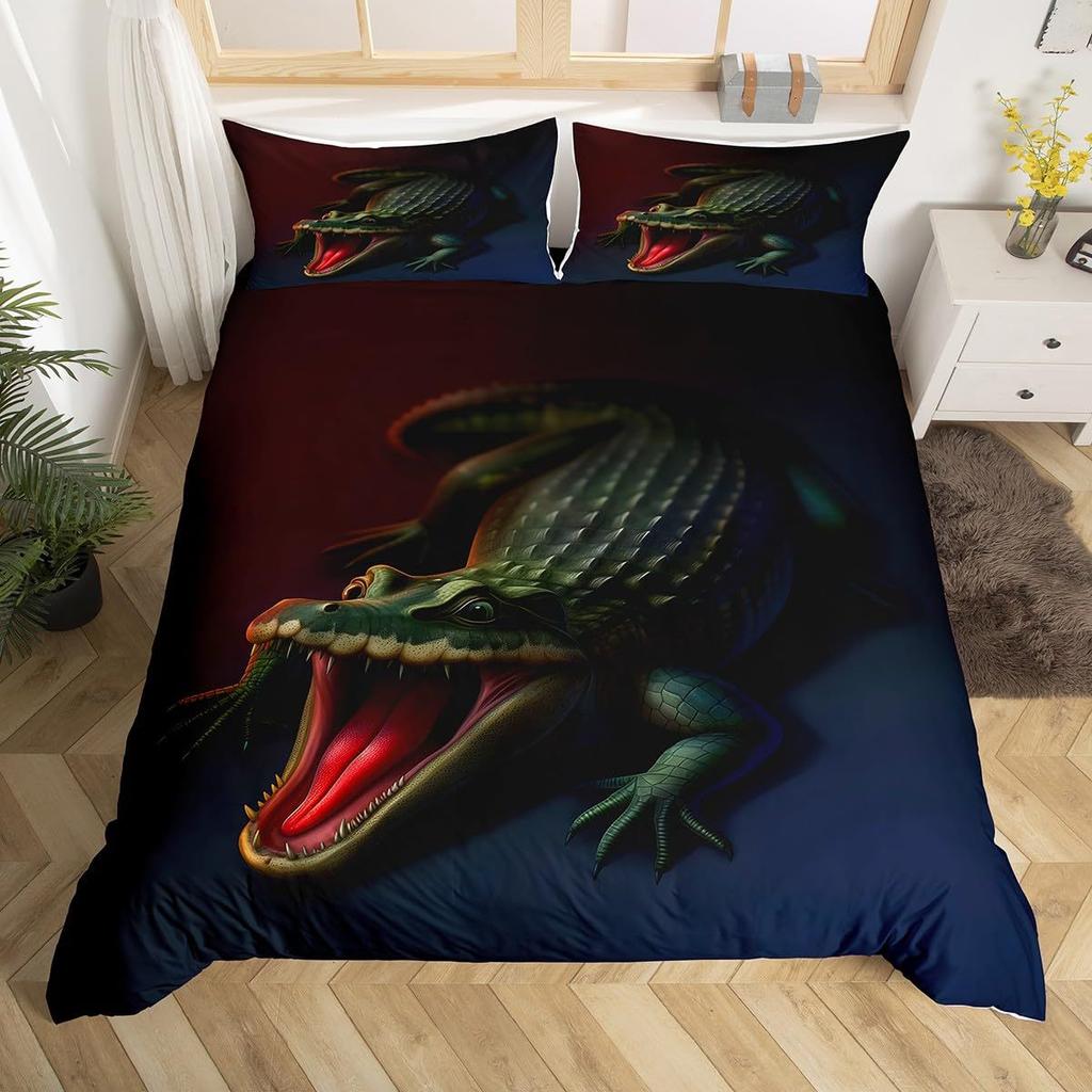 Horror Spider Web Pattern Three-Piece Digital Printed Bedding Halloween Themed Bed Cover