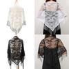 Lace Flower Pattern Shawl Comfortable Sheer Shoulder Wrap Triangular Shawl for Trendy Women All Age Vacation Casual Wear