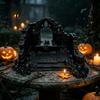 Miniature Puppet Scene Setting Gothic Ruin Skull Altar Table Ornaments 3D Printed Broken Chapel Castle Ruins Diorama Props Halloween Spooky Desktop