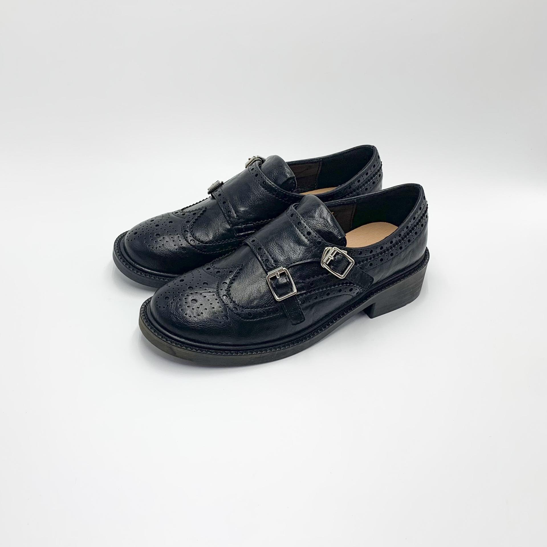 

Туфли-лодочки с двойными пуговицами, круглым носком и толстым каблуком для женщин 40 чёрный