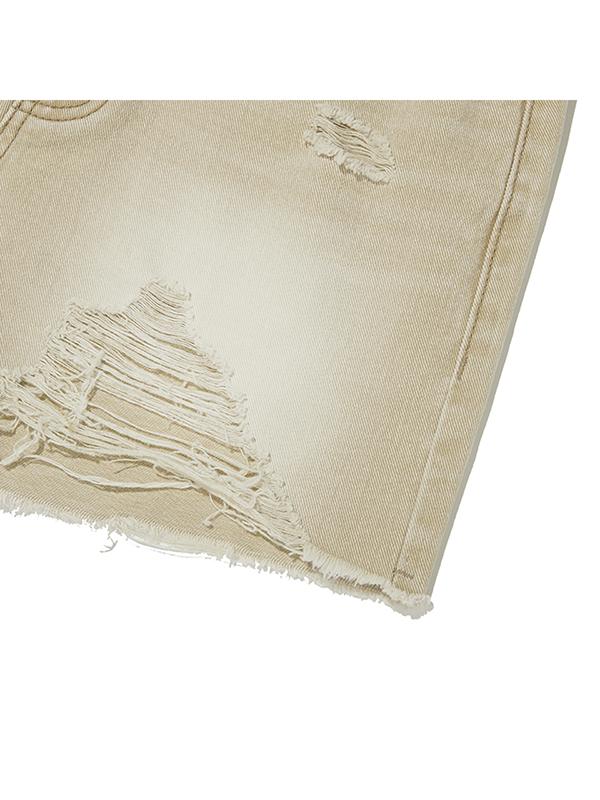KIRSH Collection Damaged Short Denim Pants [Beige]