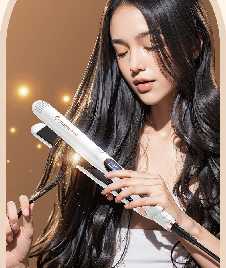 Dual-Function Curl & Straight Hair Iron with Digital Temp Control & Ionic Care