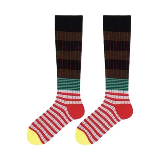Gestreifte Kniestrümpfe Damen Retro Bunte Kniestrümpfe Dehnbar Atmungsaktiv Lässige Socken zum Rollschuhlaufen Laufen Sportliche Aktivitäten Tägliches Tragen