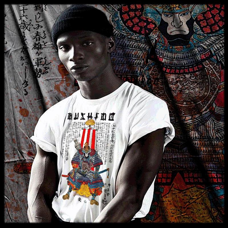 Samurai t-shirt bushido code Japanese warrior Ronin Kanji assassin white tee M