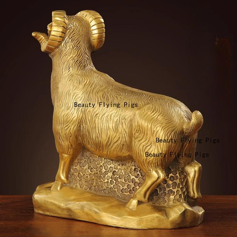 1pc Metal Sheep Ornament Home Decoration Metal Animal Handicrafts Desktop Animal Ornaments Chinese Zodiac Sheep Sculpture