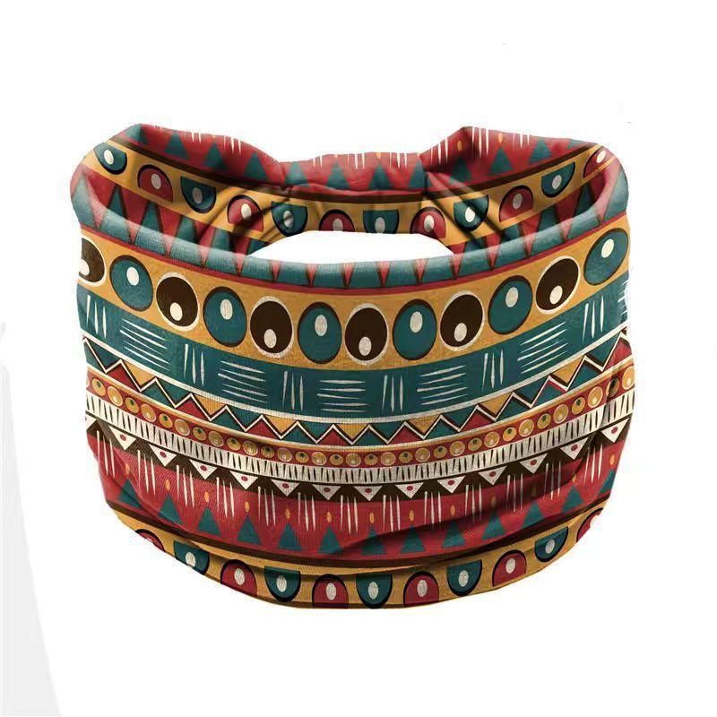 African Tribal Print Wide Headband With Soft Stretchy Fabric For Yoga Workout Running Wear