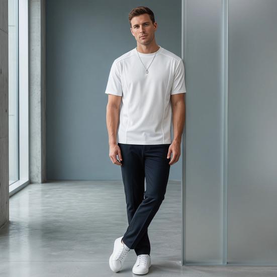 Herren Rundhals-T-Shirt Einfach Einfarbig Sommer-T-Shirt Atmungsaktiv Locker Geschnitten Stilvolles T-Shirt für Büro Dating Party Streetwear