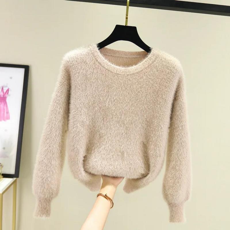 

Короткий женский джемпер, пуловер, свободные рукава-фонарики, утолщенный вязаный свитер, дизайн, трикотажные свитера с нерегулярным краем, узкие топы с высокой талией One Size абрикосовый