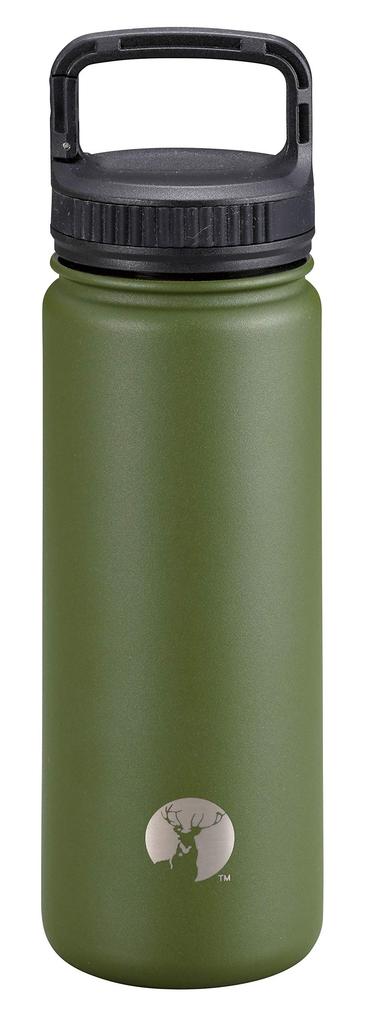 Captain Stag Sports Direct Drinking Double Stainless Steel Bottle with Vacuum Hot and Cold HD Carabiner Olive (CAPTAIN STAG) Bottle, Insulation,