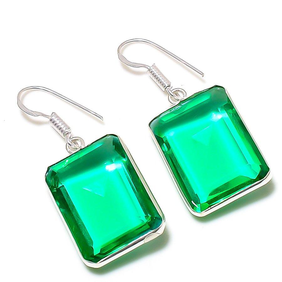 

Серьги ручной работы из стерлингового серебра 925 пробы с натуральным хромдиопсидом 1,58 дюйма m0P44