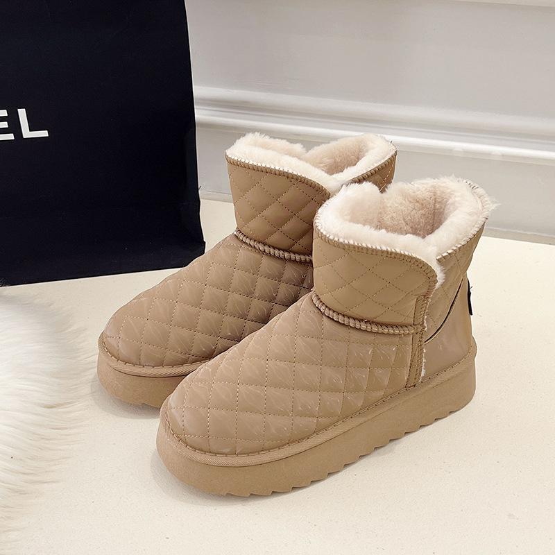 Processing customized new winter non-slip velvet thick-soled popular fashionable versatile snow boots women's comfortable cotton shoes