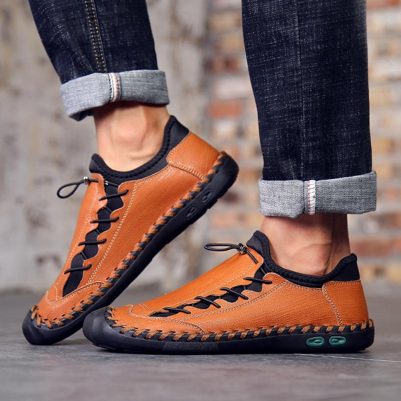 Classic Handmade Casual Leather Shoes Men Loafers Comfortable Moccasins Men Flats Shoes Genuine Leather Men Shoes