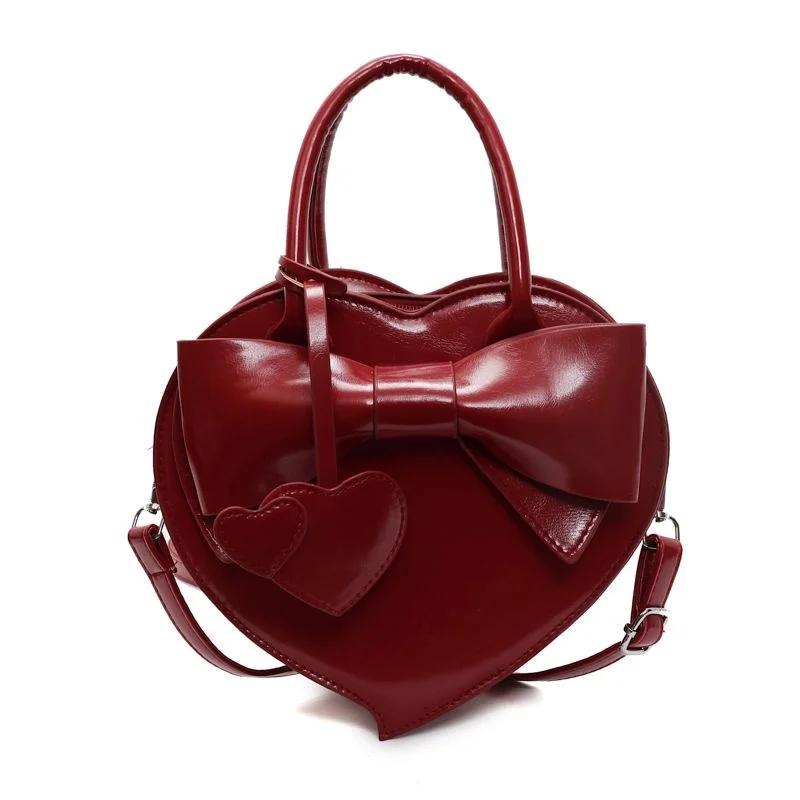 Love Heart Bow Hand Bags for Woman Trendy Tote Bag Shoulder Bolso Japan Korea Sweet Sac Femme Crossbody Bolsos De Mujer