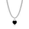 Heart-Shaped Enamel Cross Chain Necklace with Peach Heart Beads for Women - Fashionable Classic Style