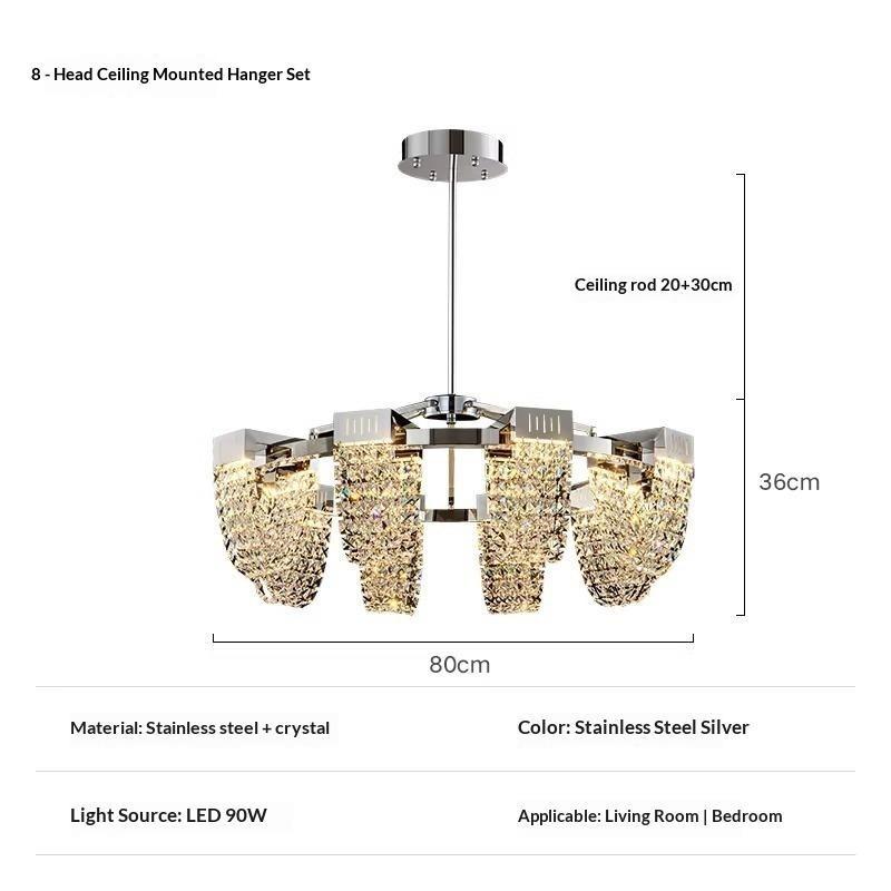 Luxury Chrome Crystal Chandelier Luster Led Ceiling Chandeliers for Villa Living Dining Room Bedroom Postmodern Home Decor