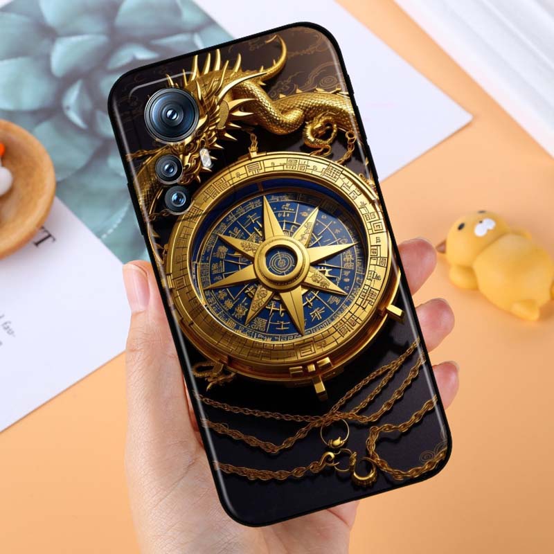 Vintage compass illustration Phone Case For Xiaomi Mi 15 14 13 13T 12 12T 12S 11 11i 11T Pro Ultra Lite 5G Black Soft