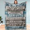 "to My Son" Flannel Throw Blanket -Soft Cozy, Heartfelt/Motivational Message, Mom & Dad Gift for Birthday/Wedding