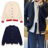 Unisex Knit Cardigan with Stripes, Heart & Logo