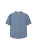 Polhaem Women'S Short Sleeve Round Neck Denim Blouse_Phg2Dw2159